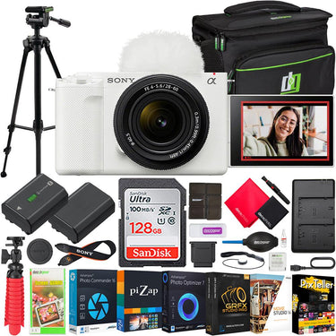 Sony ZV-E1 Full Frame Mirrorless Vlog Camera White + 28-60mm Lens +Accessories Bundle