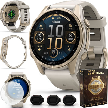 Garmin Fenix 8 43 mm AMOLED Sapphire Gold with Gray Band+2 Year Warranty Bundle