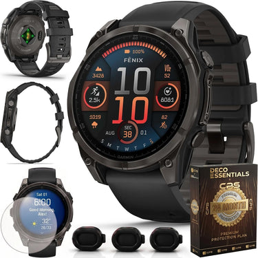 Garmin Fenix 8 43 mm AMOLED Sapphire Gray w/ Black Band + 2 Year Warranty Bundle