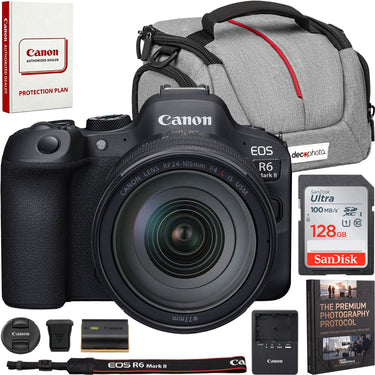 Canon R6 Mark II 24.2 MP Mirrorless Camera w/24-105mm Lens Kit+128GB Card Bundle