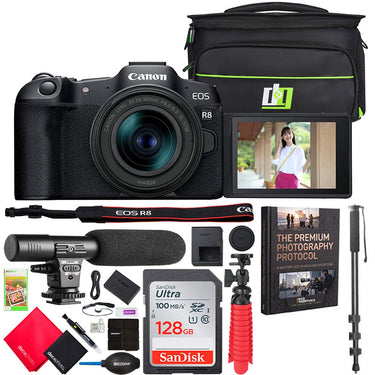 Canon EOS R8 Full Frame Mirrorless Camera + RF 24-50mm IS STM Lens Kit + Pro Bundle