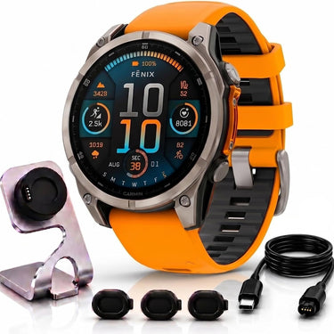 Garmin Fenix 8 51mm Smartwatch, AMOLED Sapphire, Titanium + Accessories Bundle