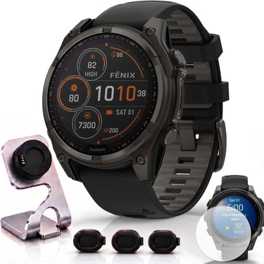 Garmin Fenix 8 51mm Smartwatch, Solar, Sapphire + Accessories Bundle