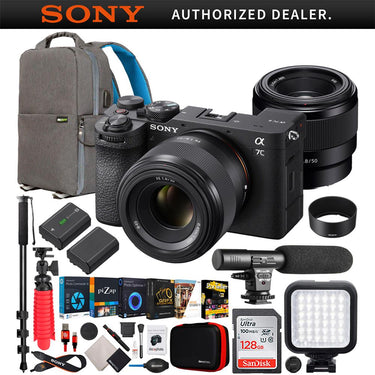 Sony a7C II Full Frame Mirrorless Camera Body Black + 50mm F1.8 Lens Kit Bundle