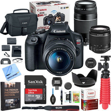 Canon EOS Rebel T7 DSLR Camera w/ 18-55mm IS II + 75-300mm III Double Zoom Deluxe Kit