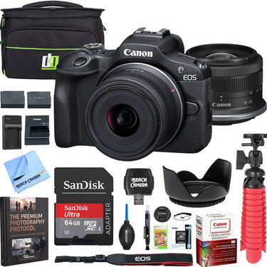 Canon EOS R100 Mirrorless Camera + 18-45mm F4.5-6.3 IS STM Lens Kit Premier Bundle