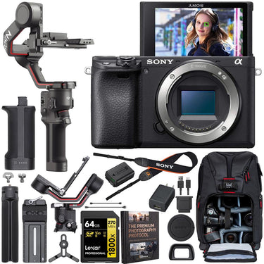 Sony a6400 Mirrorless 4K APS-C Camera Body Kit + DJI RS 3 Gimbal Stabilizer Bundle