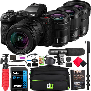 Panasonic LUMIX S5II Full Frame Mirrorless Camera + 3 Lens 20-60mm + 50mm + 14-28mm Bundle