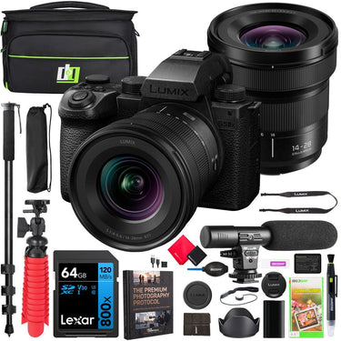 Panasonic LUMIX S5IIX Full Frame Mirrorless Camera Body with 14-28mm Lens Kit Bundle
