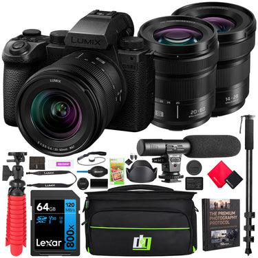 Panasonic LUMIX S5IIX Full Frame Mirrorless Camera with 2 Lens Kit 20-60mm +14-28mm Bundle