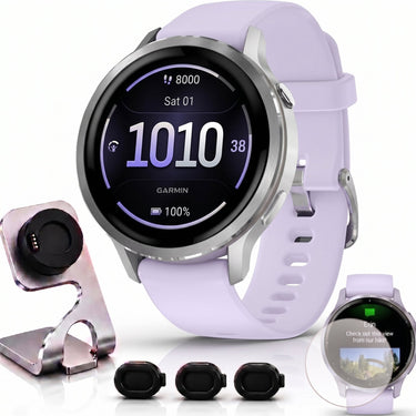 Garmin Venu 4,41mm Health & Fitness GPS Smartwatch Silver with Periwinkle Silicone Band