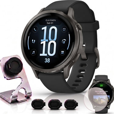 Garmin Venu 4 41mm GPS Smartwatch Slate w/ Black Bundle +Dock Dust Covers Screen Guards
