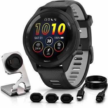 Garmin Forerunner 265 GPS Smartwatch - 46mm + Charging Dock + Dust Cover Bundle