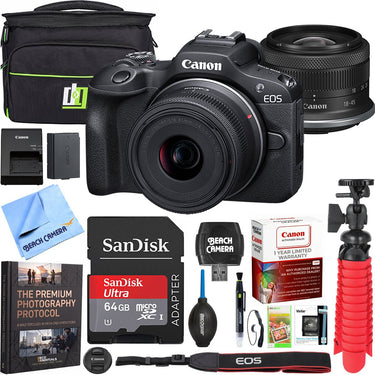 Canon EOS R100 Mirrorless Camera + 18-45mm F4.5-6.3 IS STM Lens Kit Premier Bundle