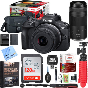 Canon EOS R100 Mirrorless Camera Double Zoom 2 Lens Kit 18-45mm + 75-300mm Bundle