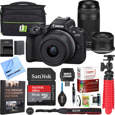 Canon EOS R50 Mirrorless Camera with 2 Lens Kit 18-45mm + 75-300mm Premier Bundle