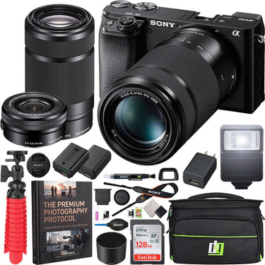 Sony a6100 Mirrorless Camera 4K APS-C ILCE-6100YB 2 Lens 16-50mm 55-210mm Bundle