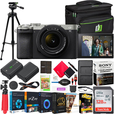 Sony a7C II Full Frame Mirrorless Camera Silver + 28-60mm Lens Accessories Kit Bundle