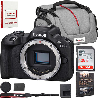 Canon EOS R50 Mirrorless Camera Body (Black) 5811C002 + Accessories Bundle