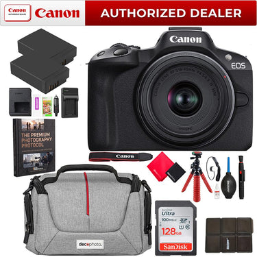 Canon EOS R50 Mirrorless Camera Black + 18-45mm IS STM Lens Kit Essential Bundle