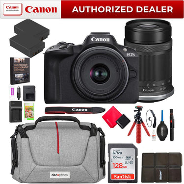 Canon EOS R50 Mirrorless Camera 2 Lens Kit 18-45mm + 55-210mm IS STM Essential Bundle