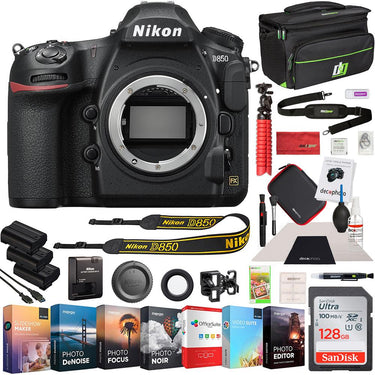 Nikon D850 Digital SLR 45.7MP 4K FX Camera Body Deco Gear Case 2x Battery Editing Kit