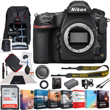 Nikon D850 Digital SLR 45.7MP 4K FX Camera Body w/ Deco Gear Backpack Editing Bundle