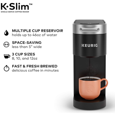 Keurig K-Slim Single Serve K-Cup Pod Coffee Maker, Black