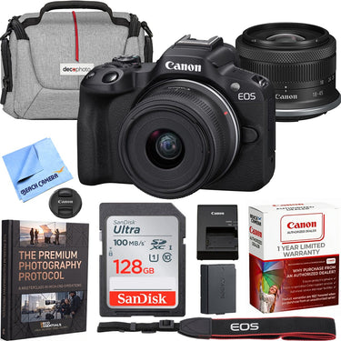 Canon EOS R50 Mirrorless Camera Black + 18-45mm IS STM Lens Kit Premier Bundle