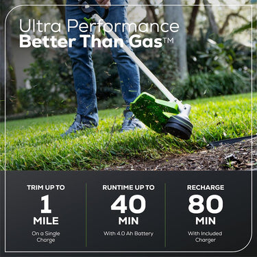 Greenworks Pro 60V 16” Cordless String Trimmer, 4.0 Ah Battery, Charger (ST60L413)