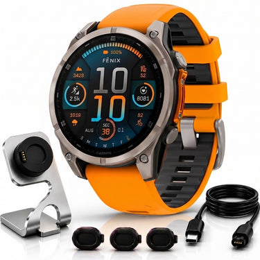 Garmin Fenix 8 47mm Smartwatch, AMOLED, Sapphire, Titanium + Accessories Bundle