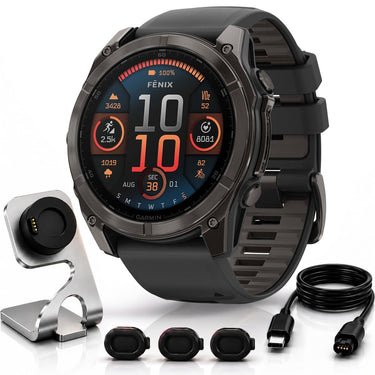 Garmin Fenix 8 51mm Smartwatch, Sapphire, Carbon Gray DLC Titanium + Accessories Bundle