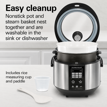 Hamilton Beach Stay or Go 20 Cup Portable Multi Cooker With Lid Latch