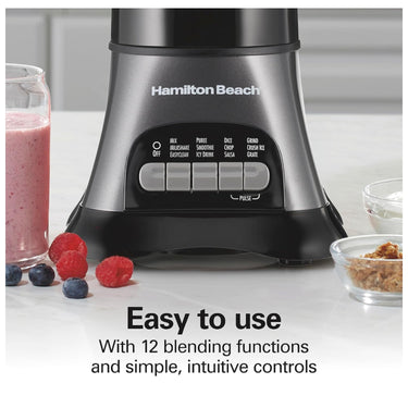 Hamilton Beach Blender and Food Processor Combo for Shakes & Smoothies - 58163, Gray and Black