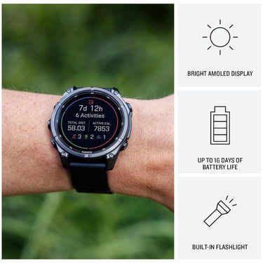 Garmin fenix 9 47 mm Titanium with pebble gray silicone band