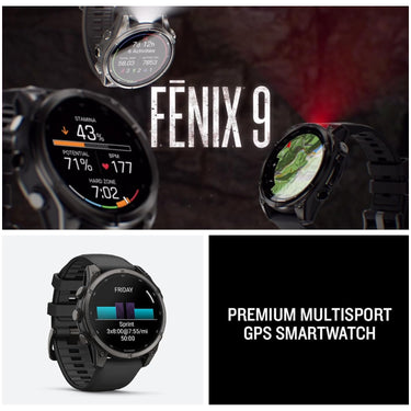Garmin fenix 9 47 mm Carbon gray DLC titanium with black silicone band