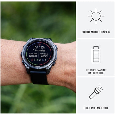 Garmin fenix 9 51 mm Carbon gray DLC titanium with black silicone band