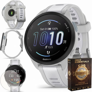 Garmin Forerunner 165 Smart Sport Watch, Mist Gray +Whitestone + 2 Year Warranty Bundle