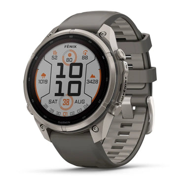 Garmin fenix 9 Pro Solar, 47 mm Titanium with Pebble Gray/Silver Gray Silicone Band