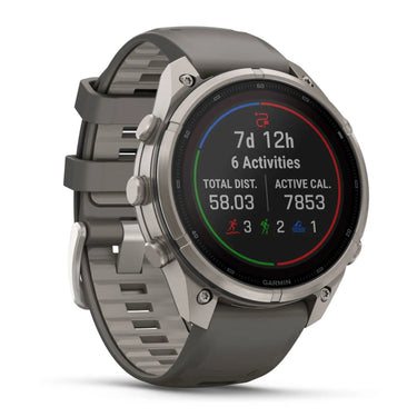 Garmin fenix 9 Pro Solar, 47 mm Titanium with Pebble Gray/Silver Gray Silicone Band