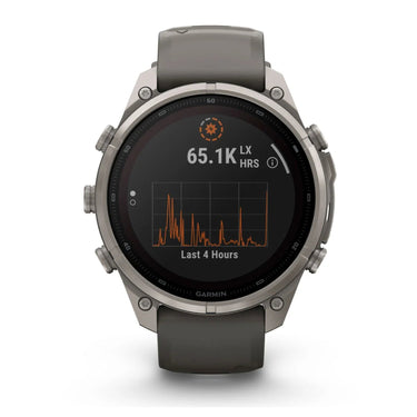 Garmin fenix 9 Pro Solar, 47 mm Titanium with Pebble Gray/Silver Gray Silicone Band