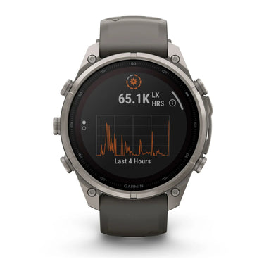 Garmin fenix 9 Pro Solar, 47 mm Titanium with Pebble Gray/Silver Gray Silicone Band