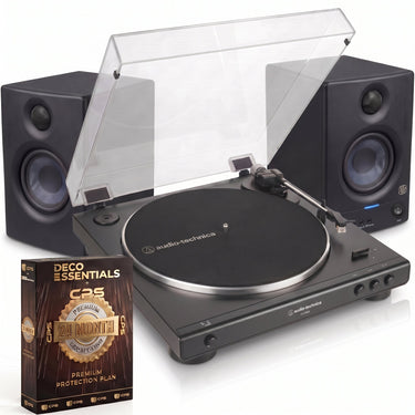 Audio-Technica AT-LP60X-BK Fully Automatic Stereo Turntable+Speakers & 26 Month