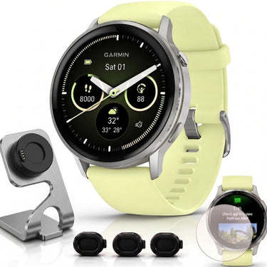 Garmin Venu 4 45mm GPS Watch Silver w/ Citron Bundle + Dock Dust Covers Screen Guards
