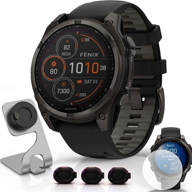 Garmin Fenix 8 51mm Smartwatch, Solar, Sapphire + Accessories Bundle