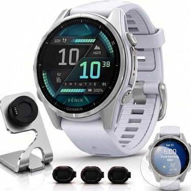 Garmin Fenix 8 43mm Smartwatch, AMOLED, Silver + Accessories Bundle