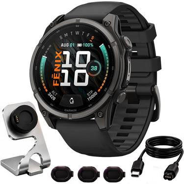 Garmin Fenix 9 47 mm Carbon gray DLC titanium w/Black Band +Essential Protection Bundle