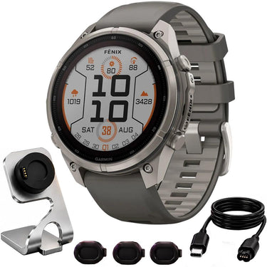 Garmin fenix 9 Pro Solar, 47mm Titanium with Silicone Band +Essential Protection Bundle