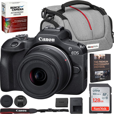 Canon EOS R100 Mirrorless Camera + RF-S18-45mm F4.5-6.3 Lens+64GB Memory Bundle
