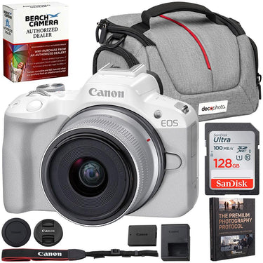 Canon EOS R50 Mirrorless Camera w/RF-S 18-45mm F4.5-6.3 Lens + 64GB Card Bundle